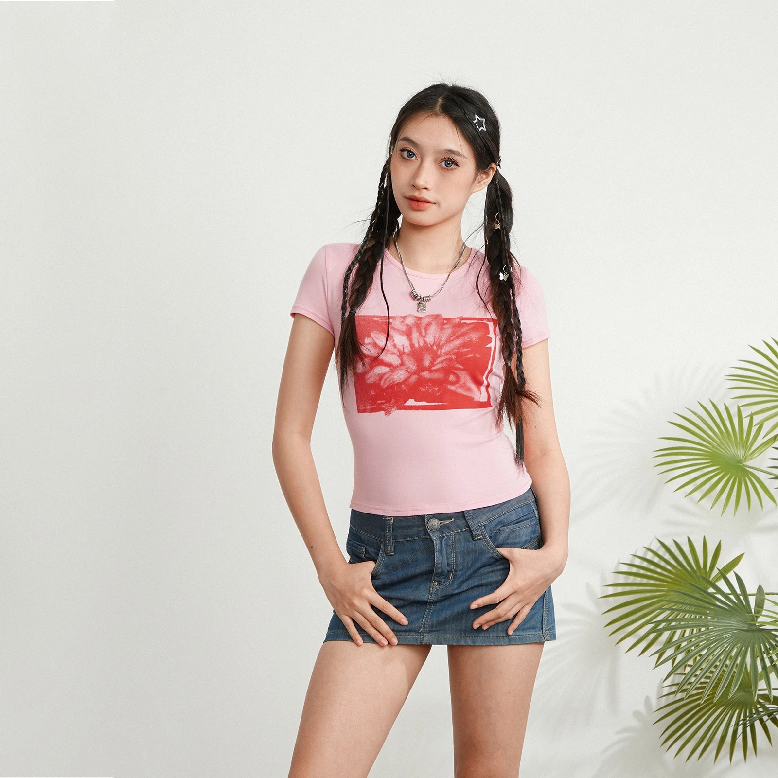 Glorol - Printed Short Sleeve Round Neck Top