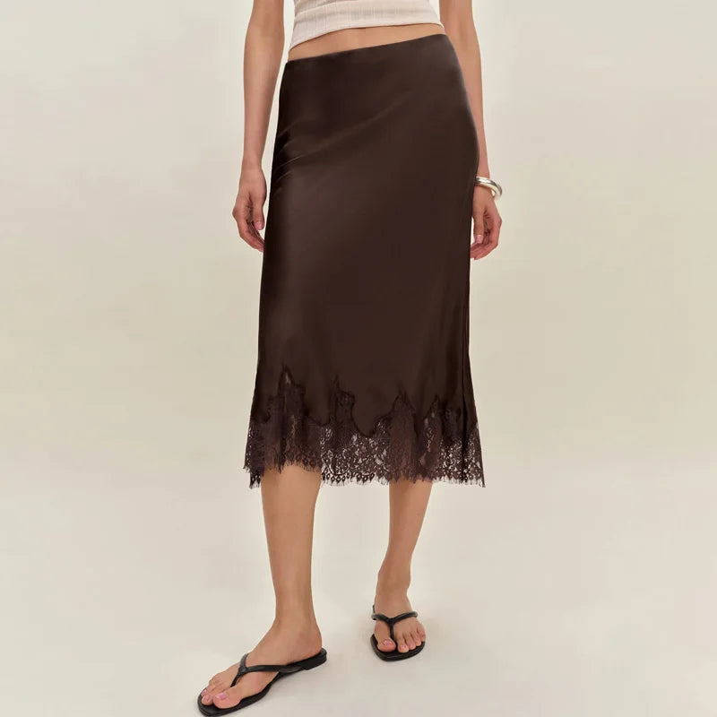 Glorol - High Waist Lace Patchwork Skirt