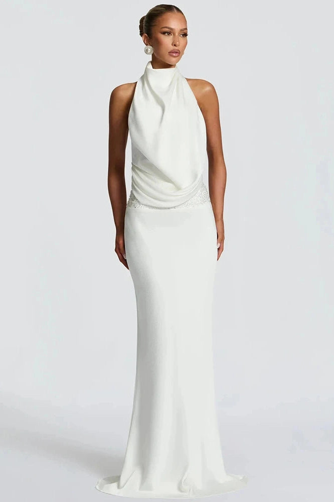 Glorol - Backless Off-Shoulder Sleeveless Bodycon Maxi Dress