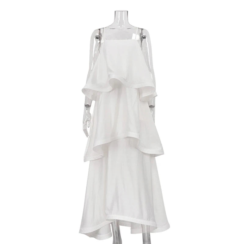 Glorol - Sleeveless A-Line Pleated Loose Maxi Dress
