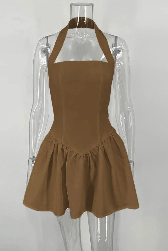 Glorol - Elegant Backless A-Line Lace Up High Waist Mini Dress