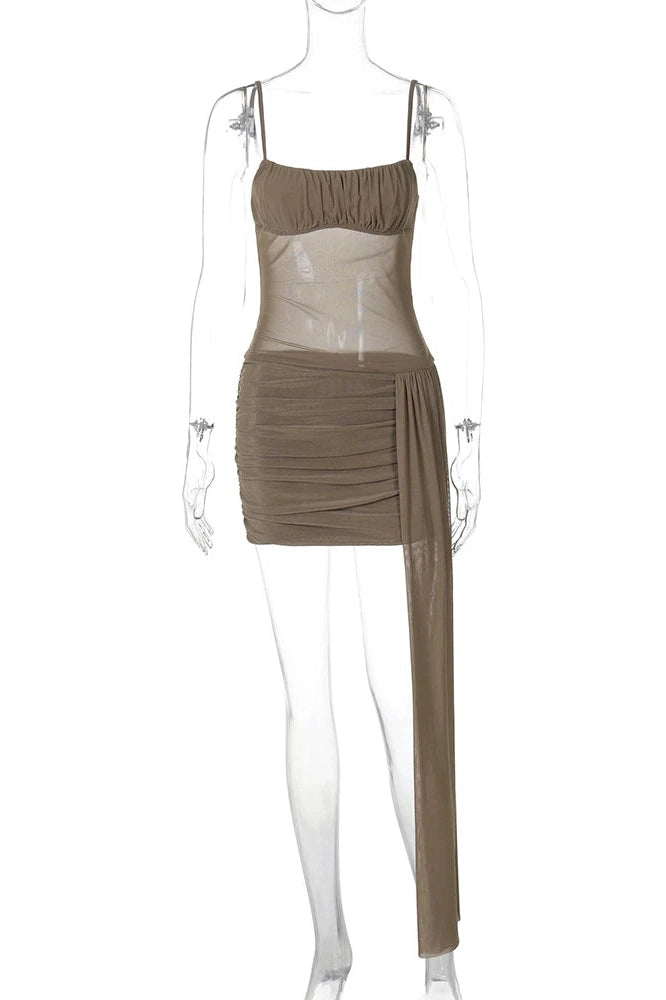 Glorol - Elegant Slim See Through Sleeveless Mini Dress
