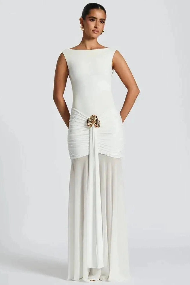 Glorol - Elegant Backless Sleeveless Bodycon Maxi Dress