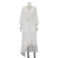 V Neck Flared Sleeves Loose A-Line Maxi Dress