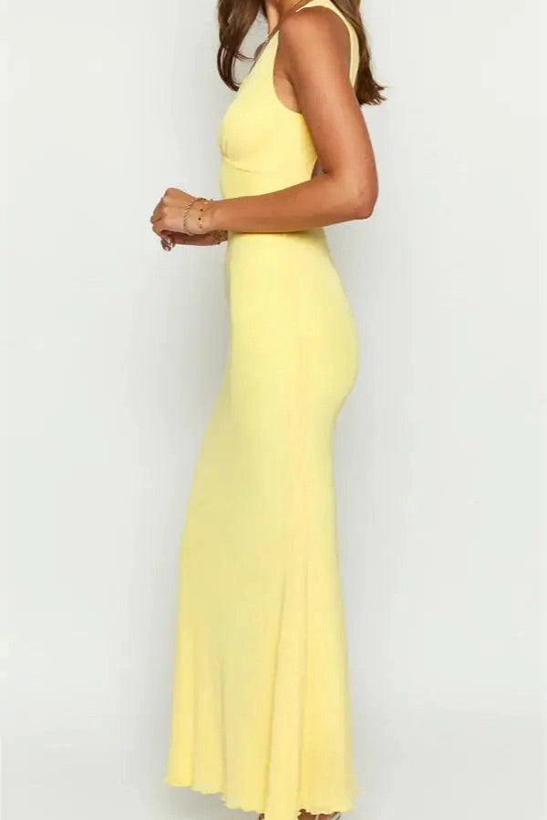Glorol - Sleeveless V-Neck Slim Fit Mini Dress