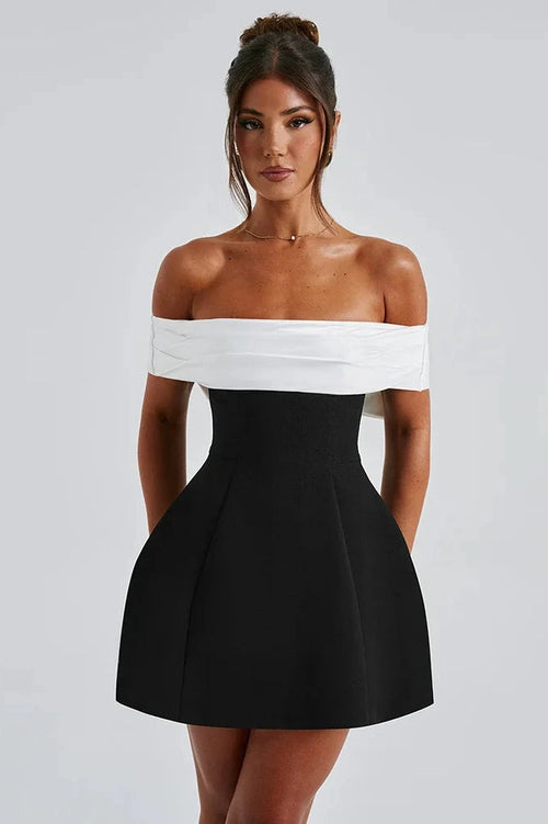 Glorol - Backless Off-Shoulder Strapless Sleeveless A-line Mini Dress