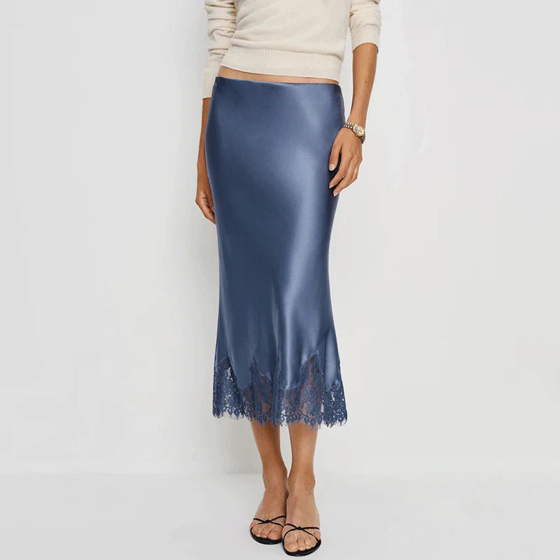 Glorol - High Waist Polka Dot Lace Patchwork Skirt