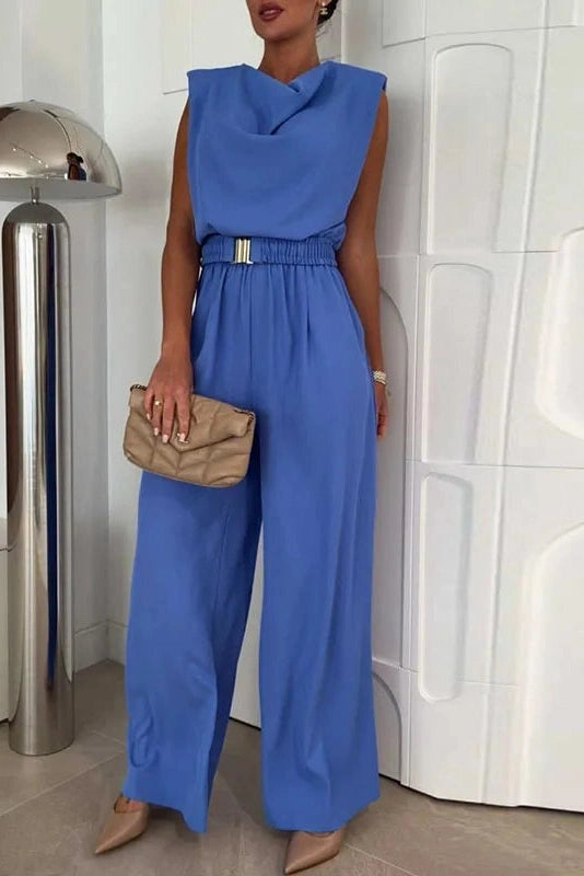 Glorol - Elegant Sleeveless Wide Leg Jumpsuit