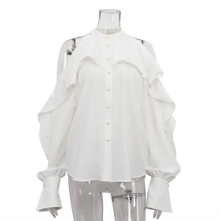 Glorol - Round Collar Off-Shoulder Top