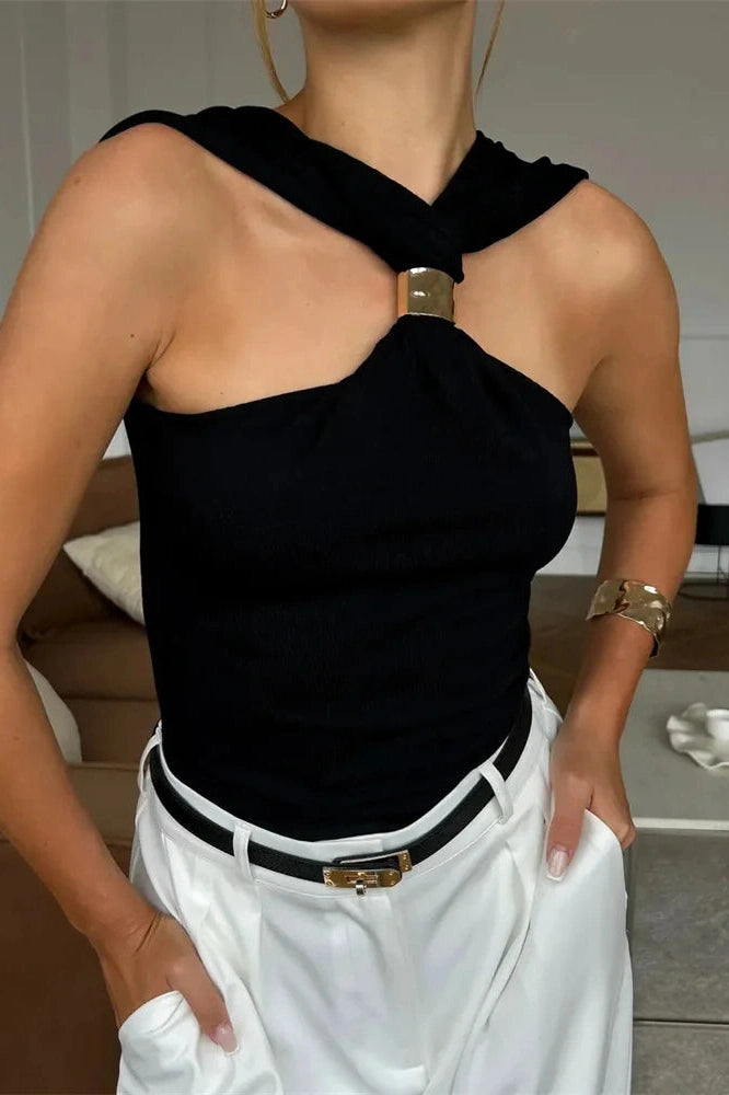 Glorol - Backless Sleeveless V-Neck Top