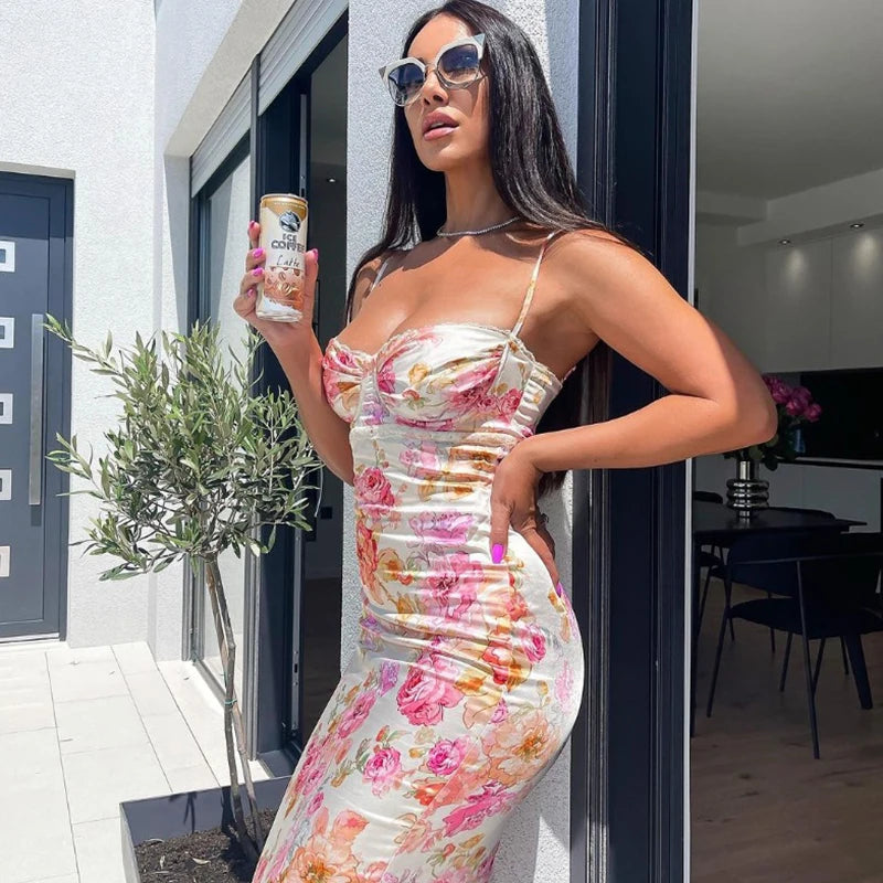 Glorol - Printed Sleeveless Backless Maxi Dress