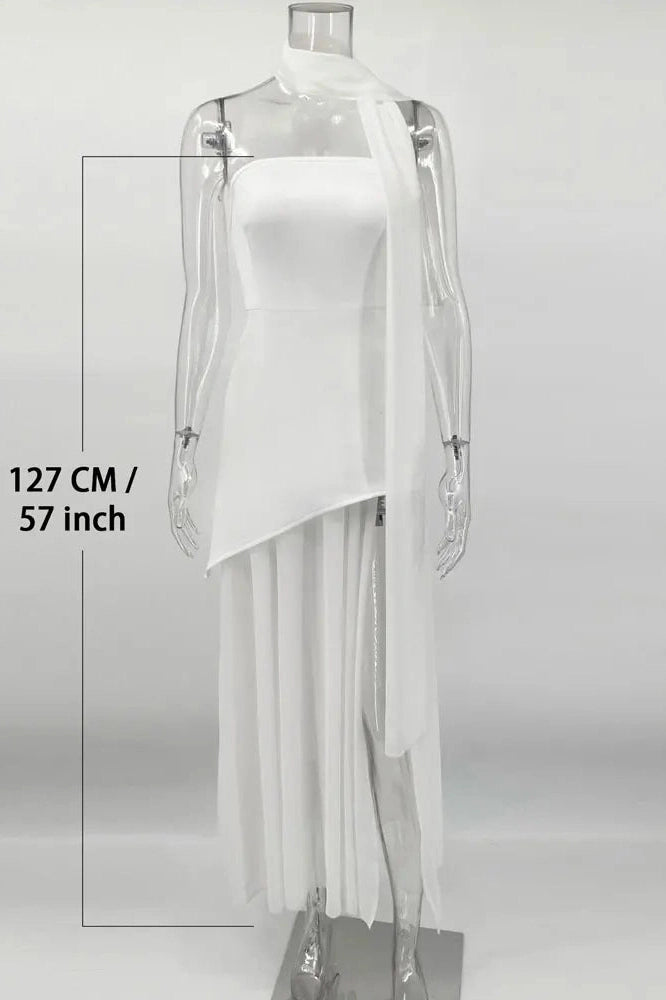 Glorol - Mesh Backless Patchwork Slim Bodycon Maxi Dress