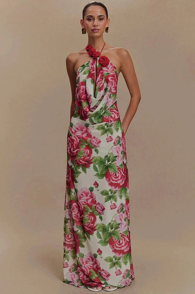 Glorol - Printed Off-Shoulder Strapless Sleeveless Backless Maxi Dress