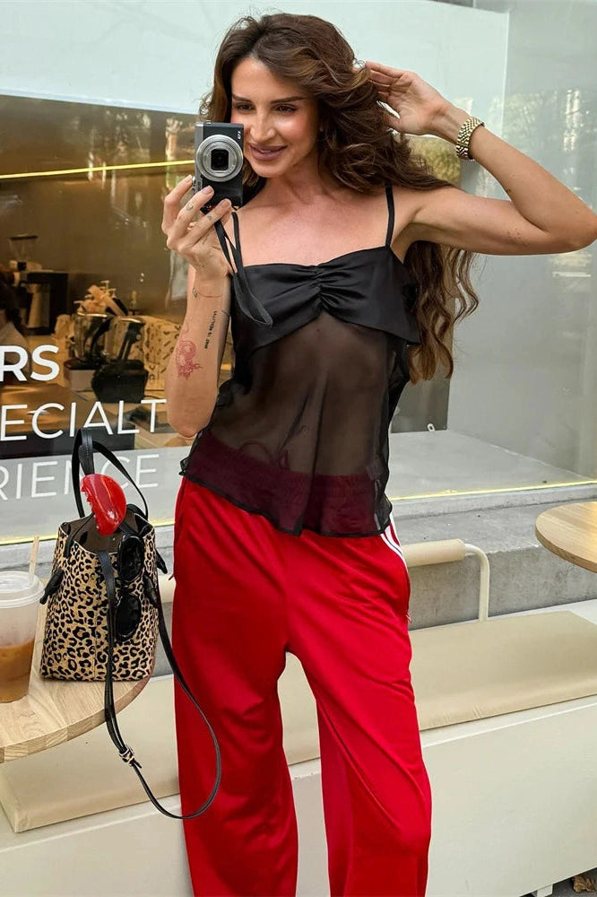 Glorol - See-Through Backless Sleeveless Top