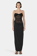 Glorol - Lace Spaghetti Strap Backless High Slit Sleeveless Maxi Dress