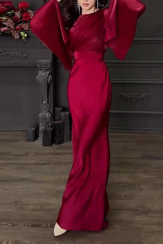 Glorol - Elegant Slim Long Sleeve High Waisted Maxi Dress
