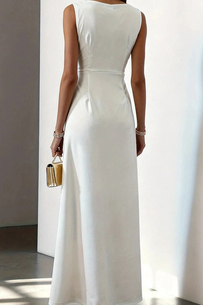 Glorol - Hollow Out O-Neck Sleeveless High Waist Maxi Dress