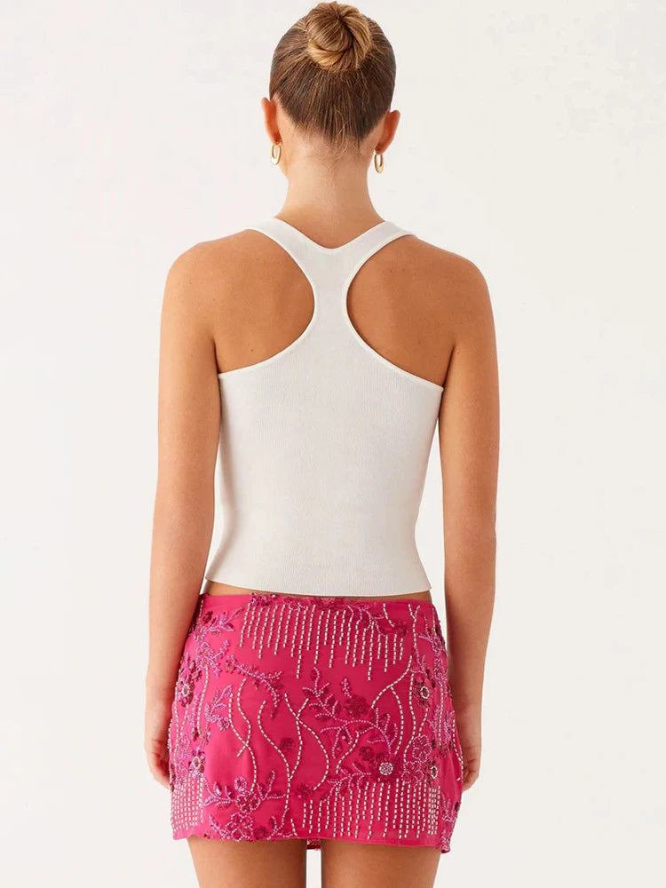 Glorol - Low Waist Sparkle Elegant Skirt
