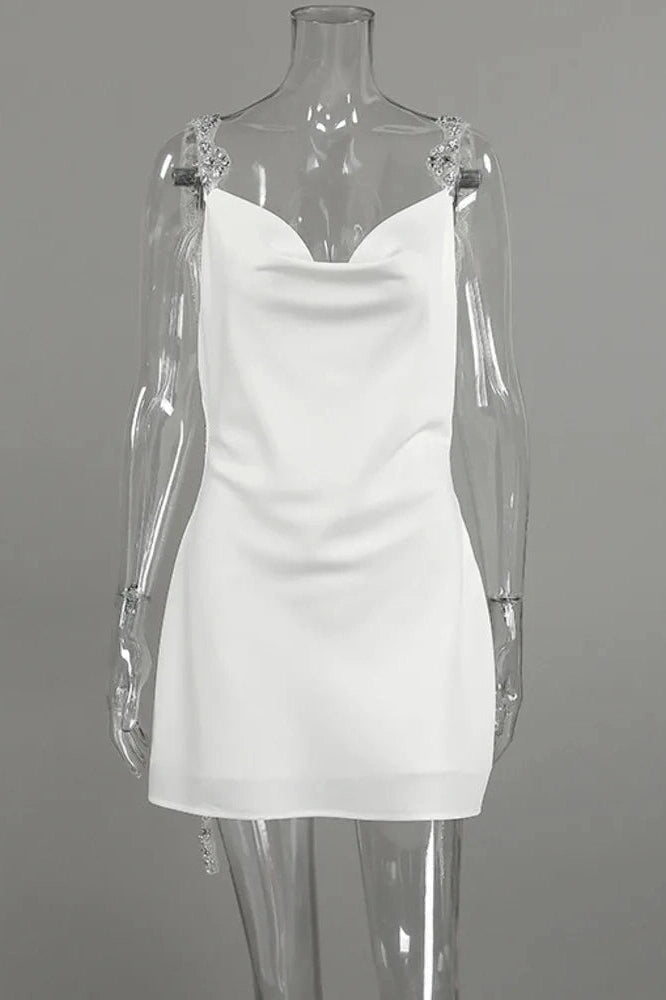Glorol - Elegant V Neck Backless Sleeveless Mini Dress