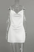 Glorol - Elegant V Neck Backless Sleeveless Mini Dress