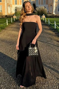 Glorol - Mesh Backless Patchwork Slim Bodycon Maxi Dress