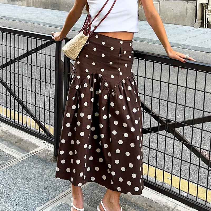 Glorol - Polka Dot Printed Patchwork Skirt