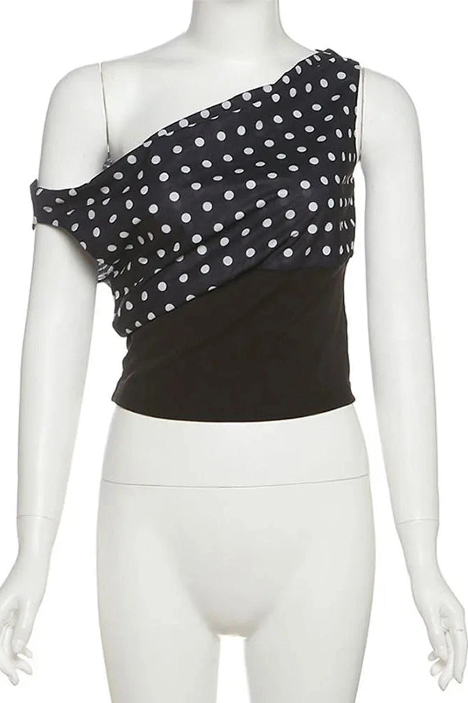Glorol - Patchwork Backless Lace-Up Top