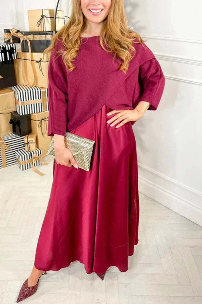 Glorol - Elegant O-Neck Knitted Maxi Dress