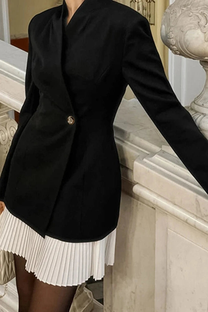Glorol - Elegant Long Sleeve High Waist Slim Mini Dress