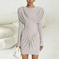 Glorol - Patchwork High Waisted Long Sleeve Mini Dress