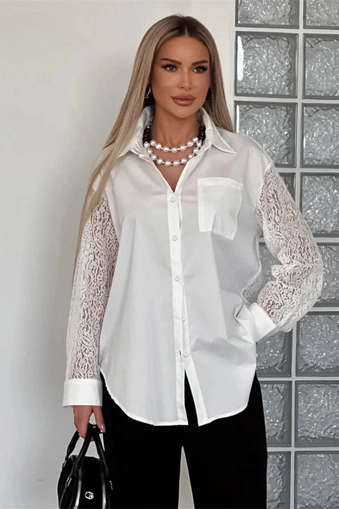 Glorol - Hollow Out Lace Printed Backless Top