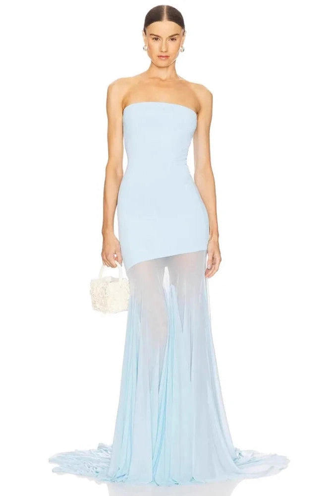 Glorol - Off-Shoulder Strapless Sleeveless Backless Bodycon Maxi Dress