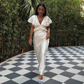 Glorol - Printed V-Neck Slim Fit Maxi Dress