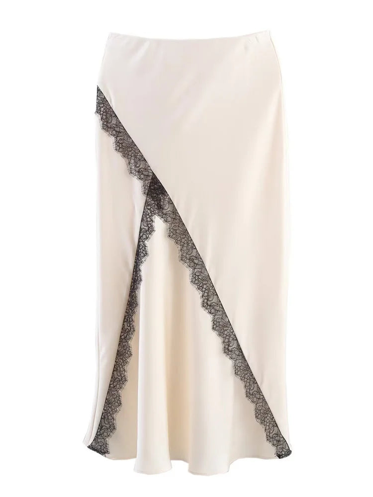 Glorol - High Waist Lace Patchwork Skirt