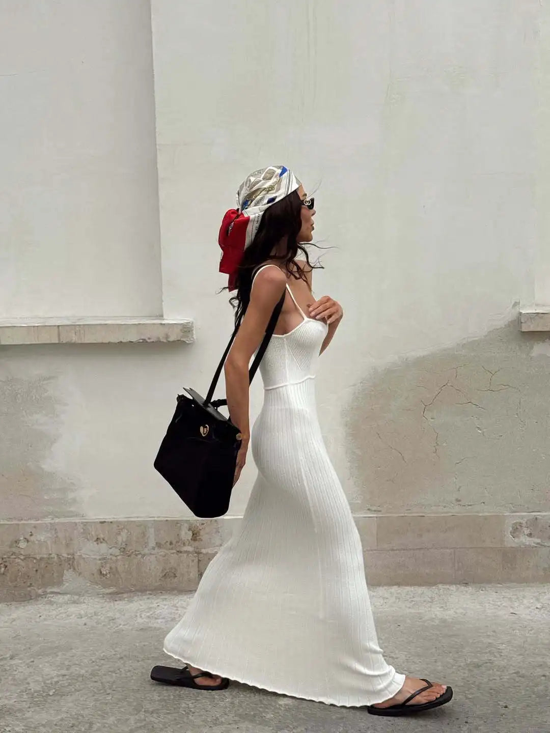 Glorol - Elegant Knitted Sleeveless Bodycon Maxi Dress