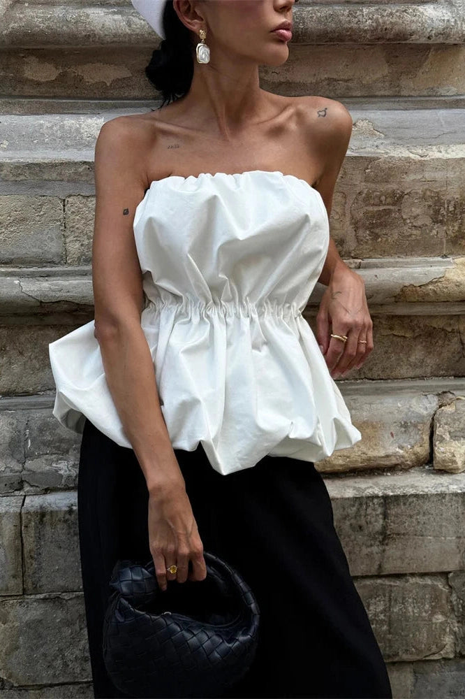 Glorol - Pleated Backless High Waist Top