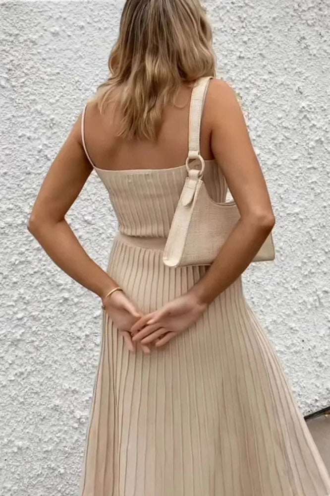 Glorol - Patchwork High Waist Backless Maxi Dress