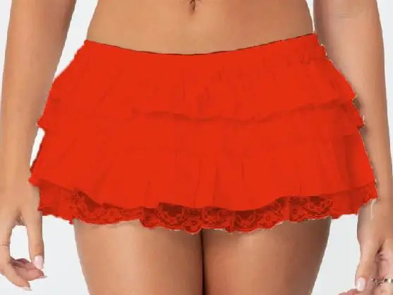 Glorol - Low Waist A-Line Layered Lace Skirt