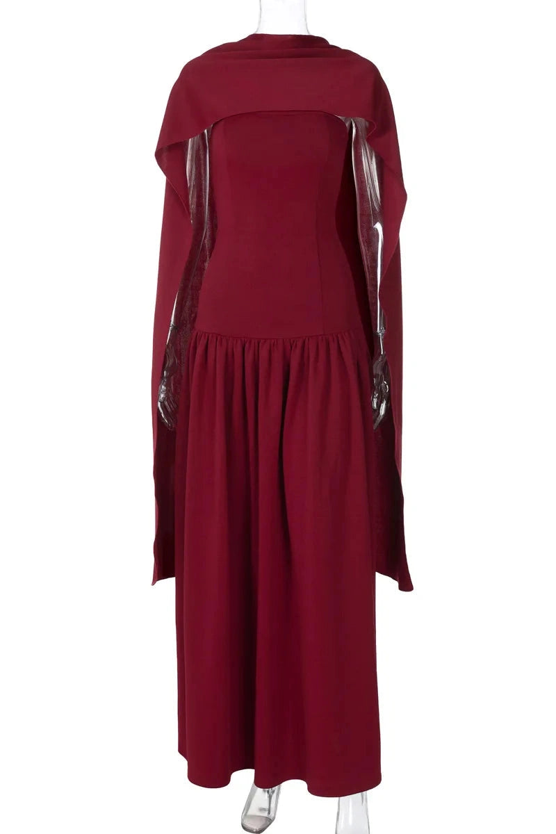 Glorol - Elegant Strapless Lace Up Slim High Waist Maxi Dress