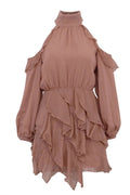 Glorol - Long Sleeve Off-Shoulder High Waist Mini Dress