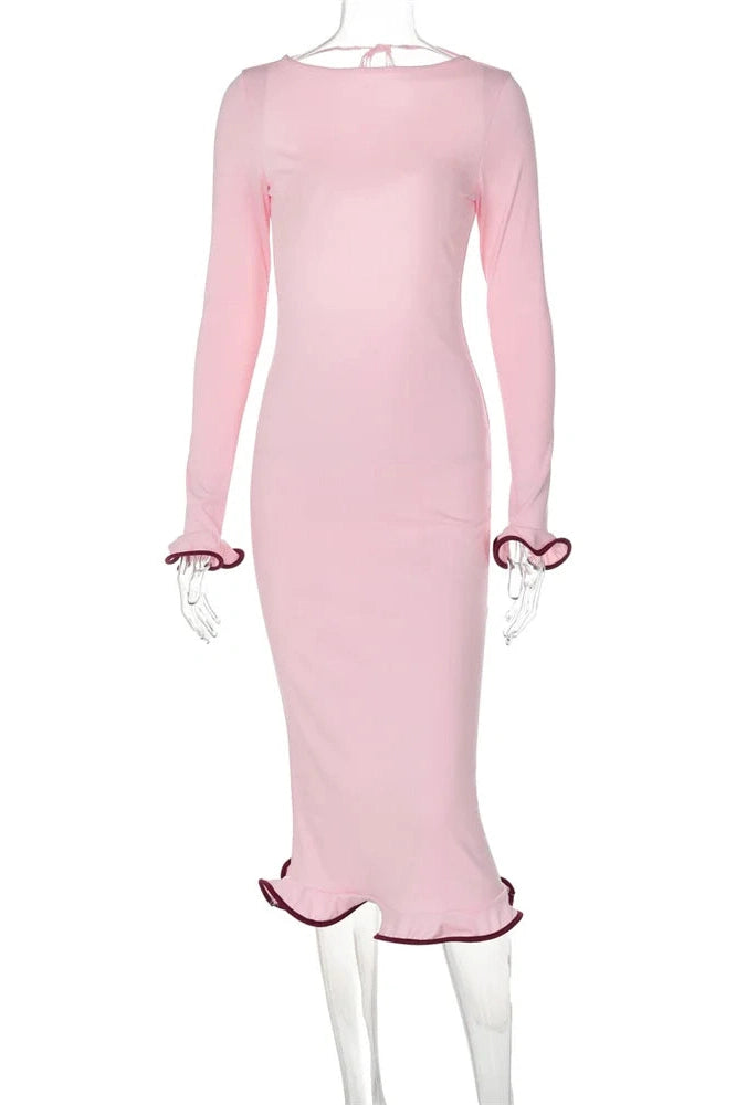 Glorol - Slim Long Sleeve Patchwork Mini Dress