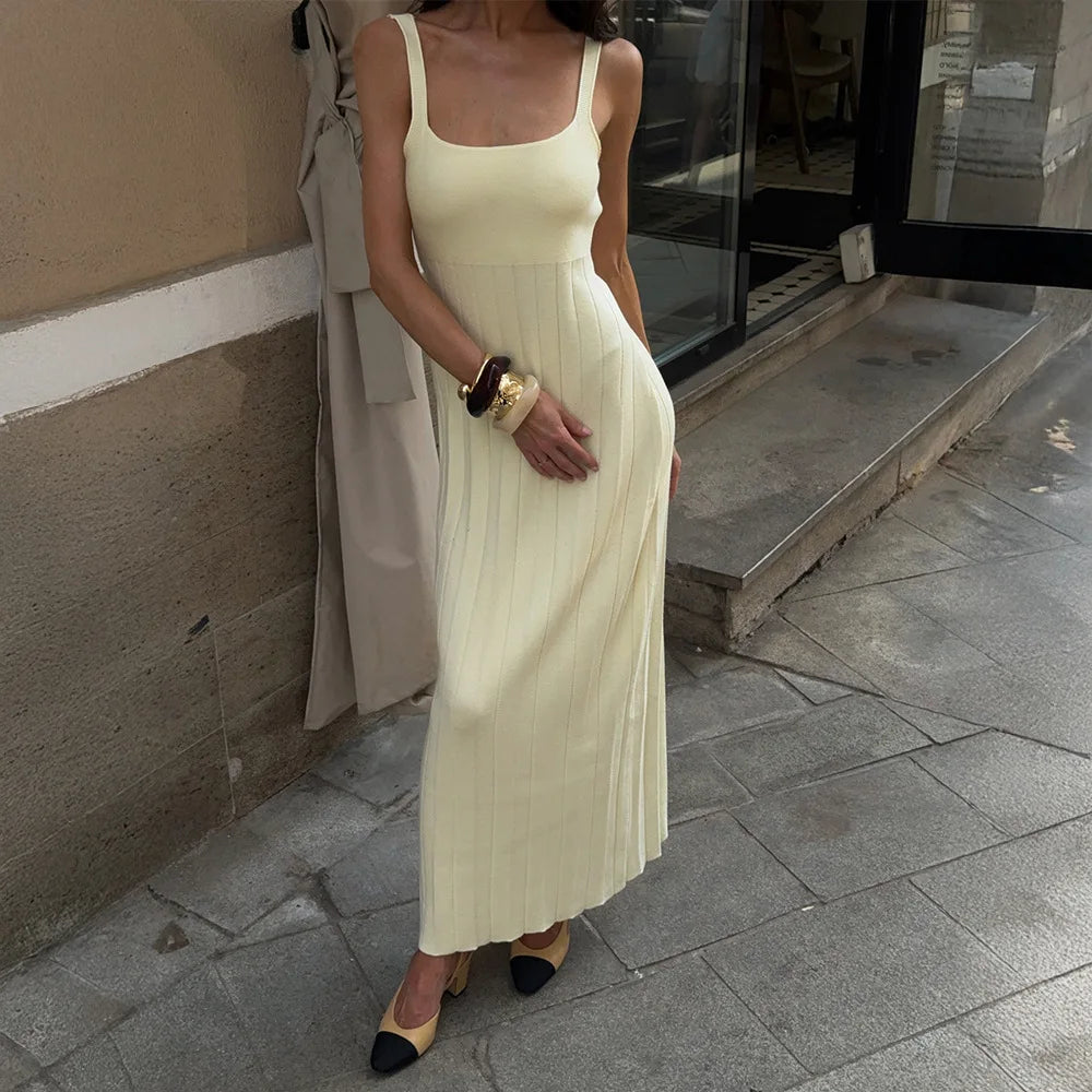 Glorol - Knitted Sleeveless Slim Maxi Dress