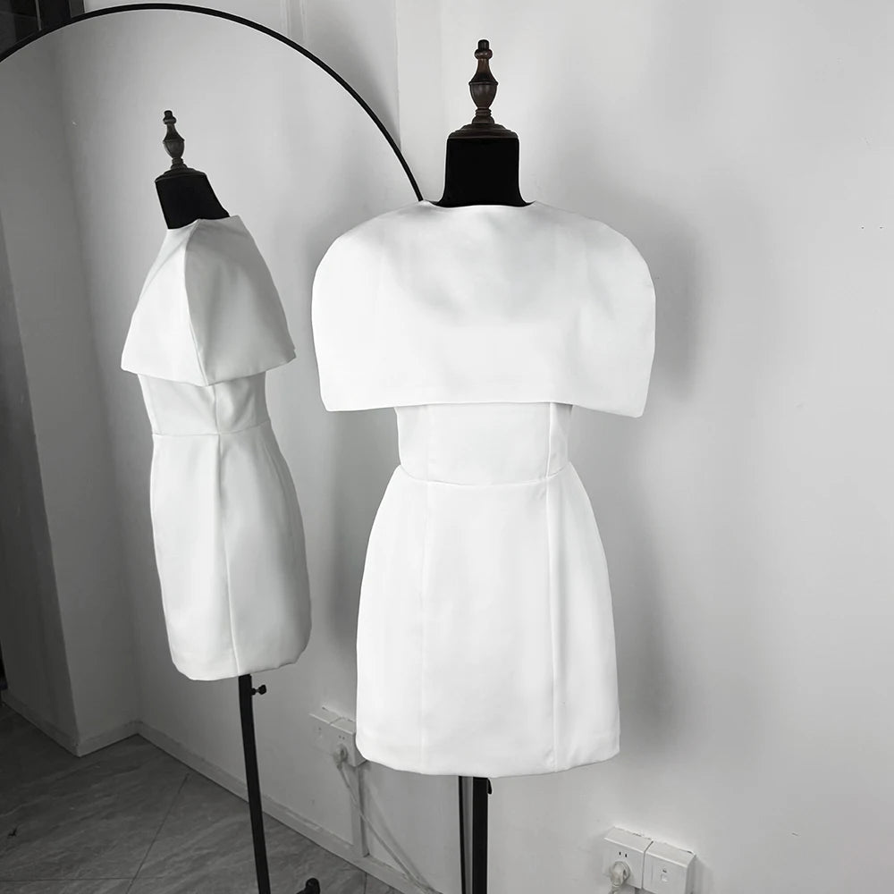 Glorol - Elegant Round Backless Sleeveless Mini Dress
