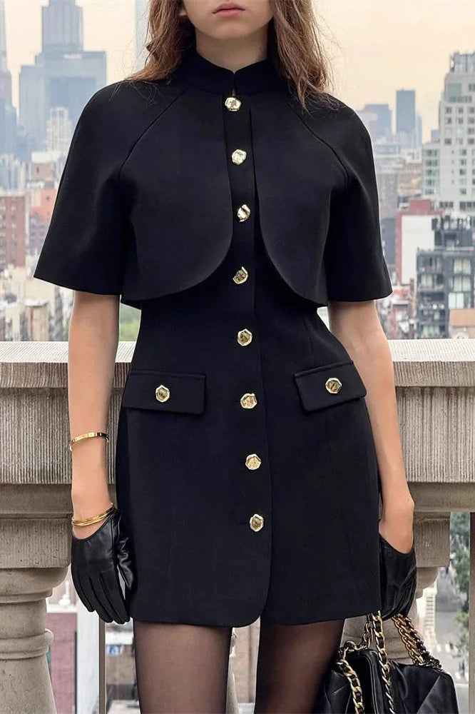 Glorol - Patchwork Short Sleeve Slim Mini Dress
