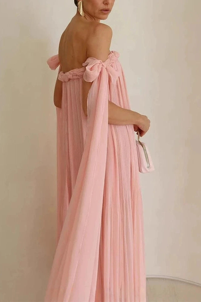 Glorol - Off-Shoulder High Waist Maxi Dress