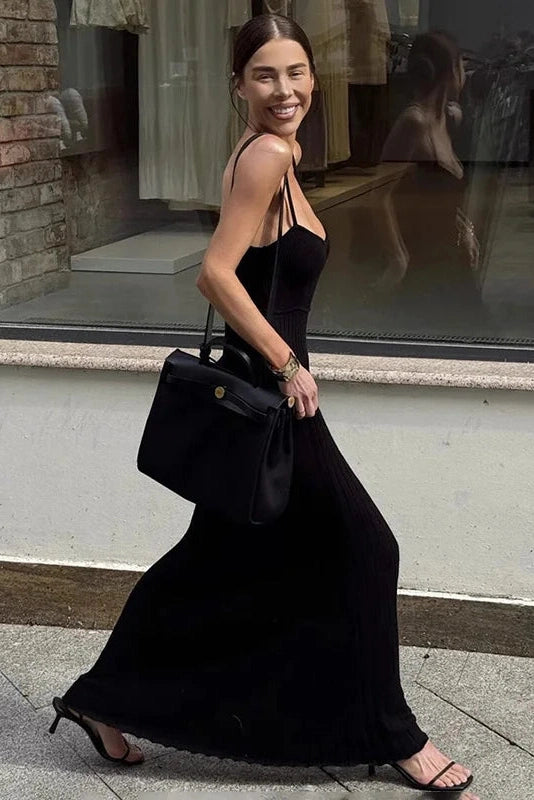 Glorol - Elegant Knitted Slim High Waist Maxi Dress
