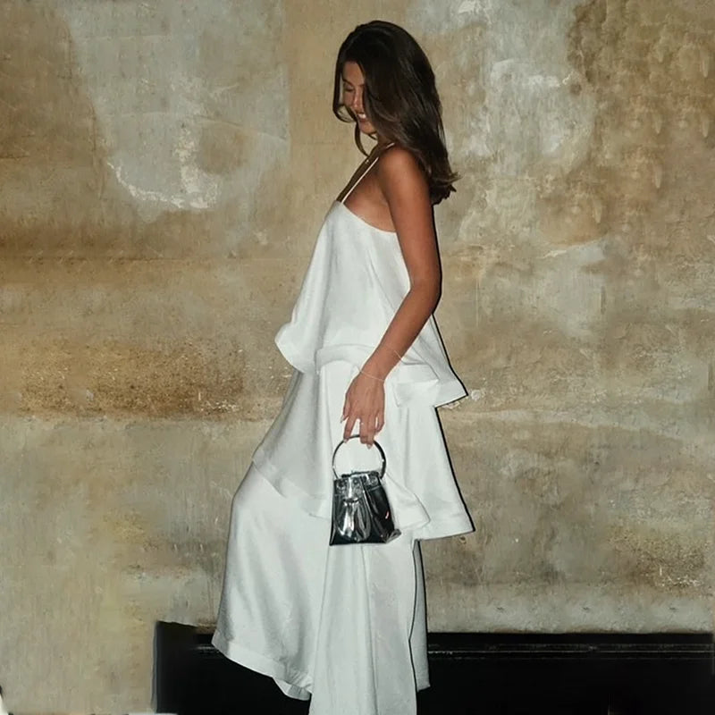 Glorol - Sleeveless A-Line Pleated Loose Maxi Dress