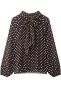 Glorol - Patchwork Loose Long Sleeve Lace-Up Top