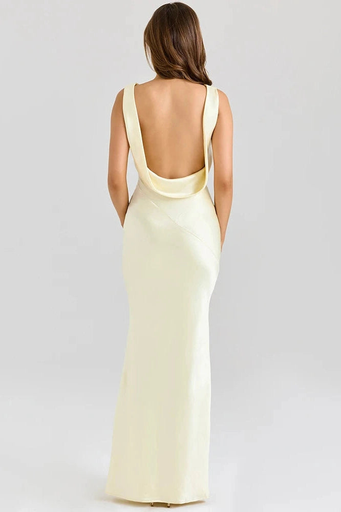 Glorol - Elegant Backless Sleeveless High Waist Maxi Dress