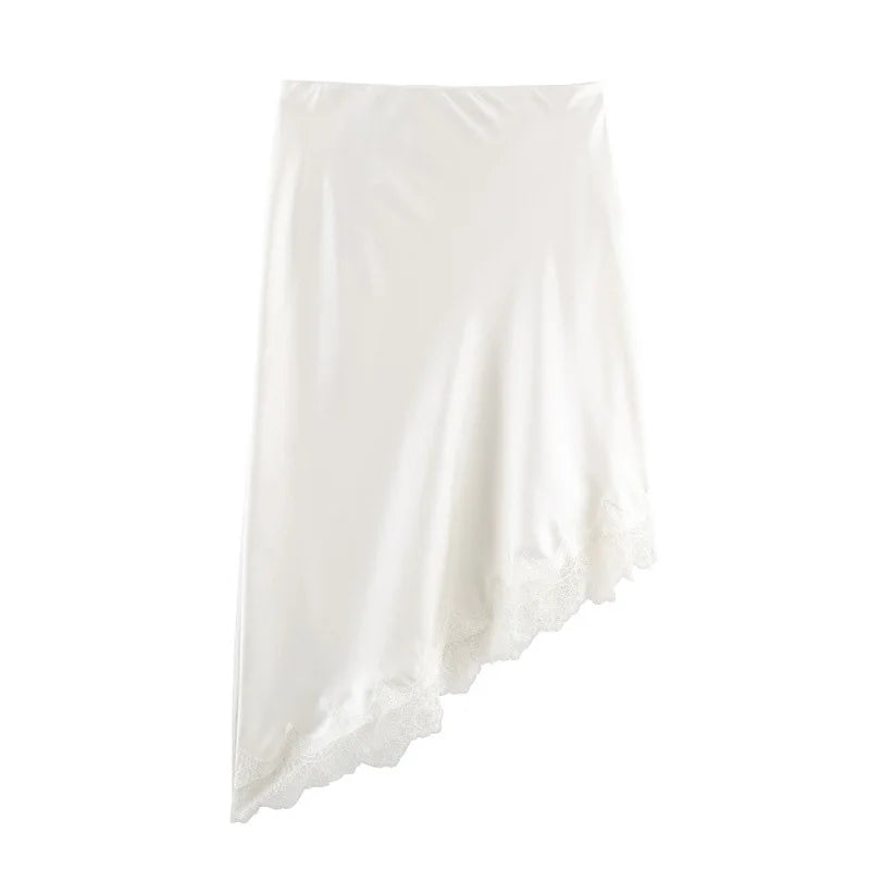 Glorol - High Waist Lace Patchwork Printed Skirt